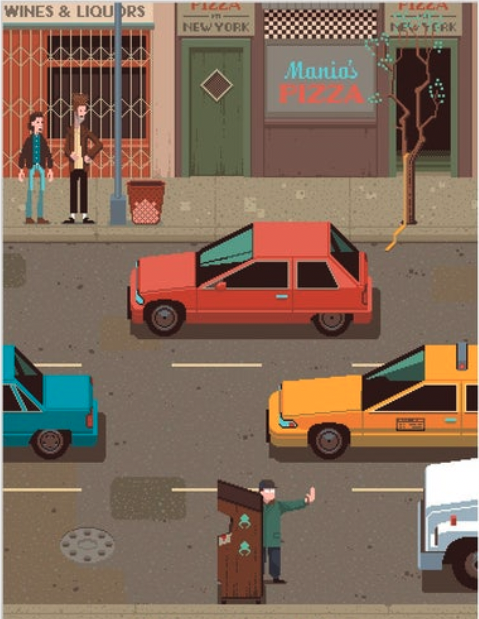 illustration of the frogger episode of Seinfeld